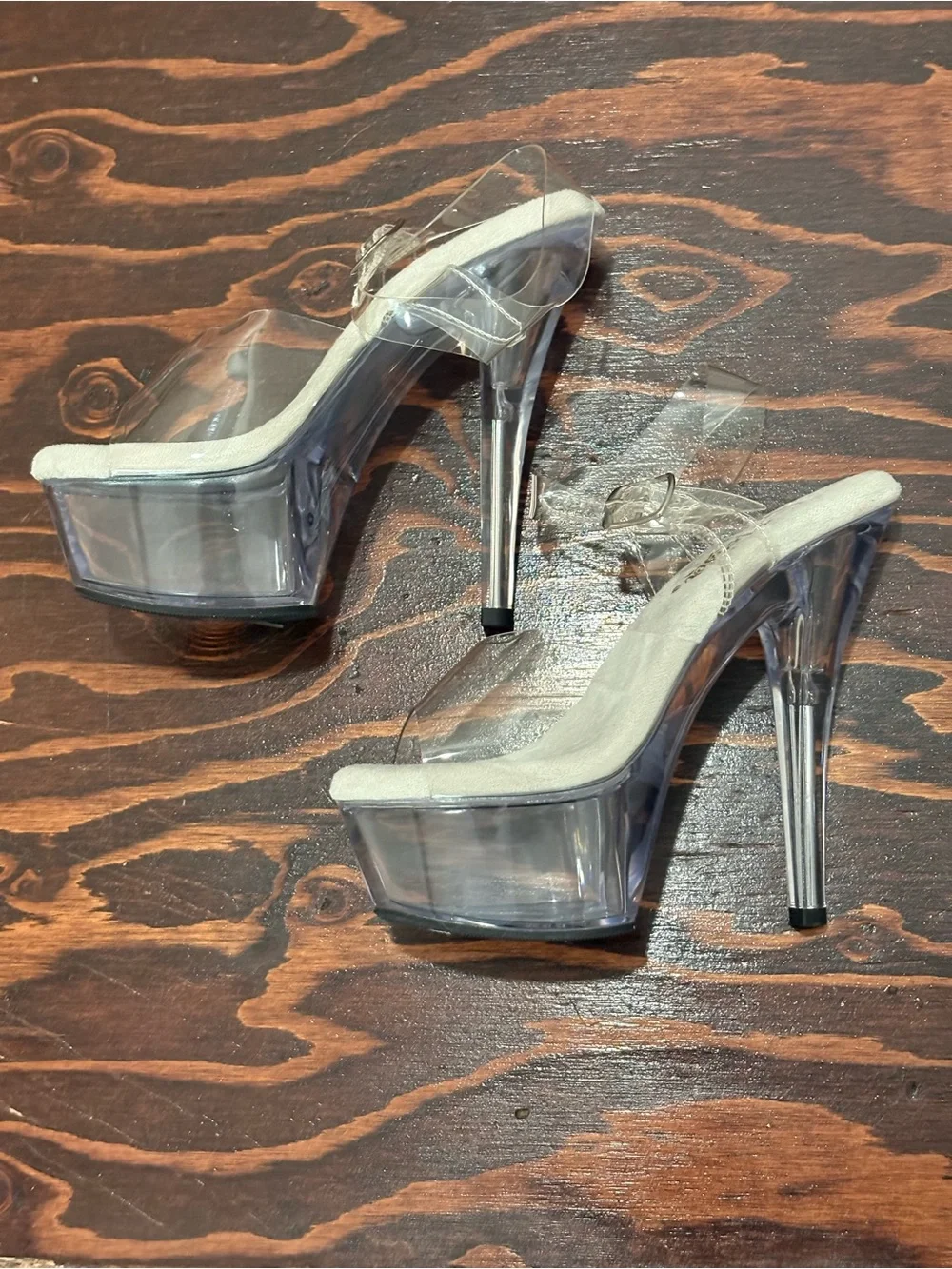 Pleasers Clear Platform High Heel Sandals - Transparent PVC